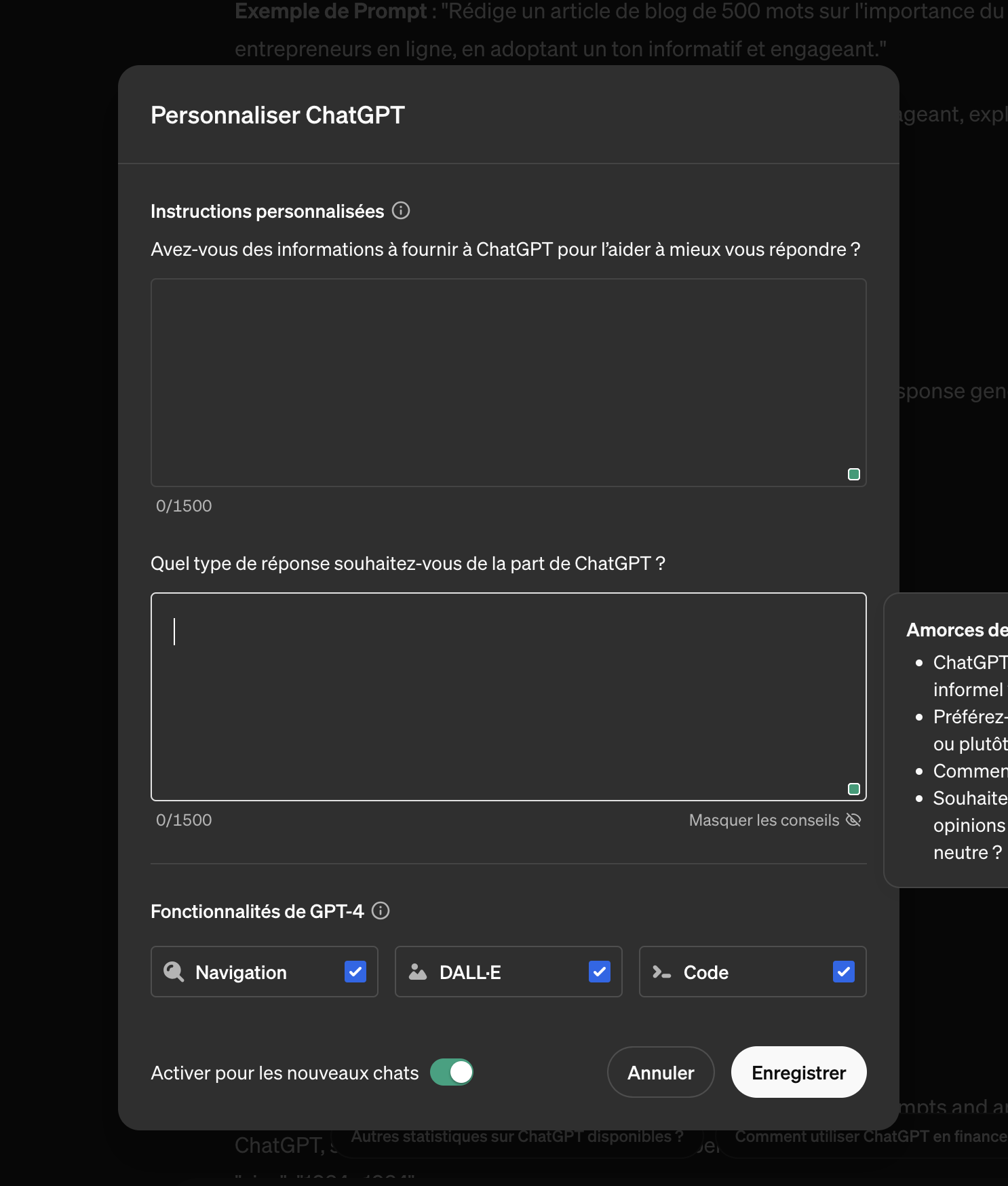 screen fonction personnaliser GPT